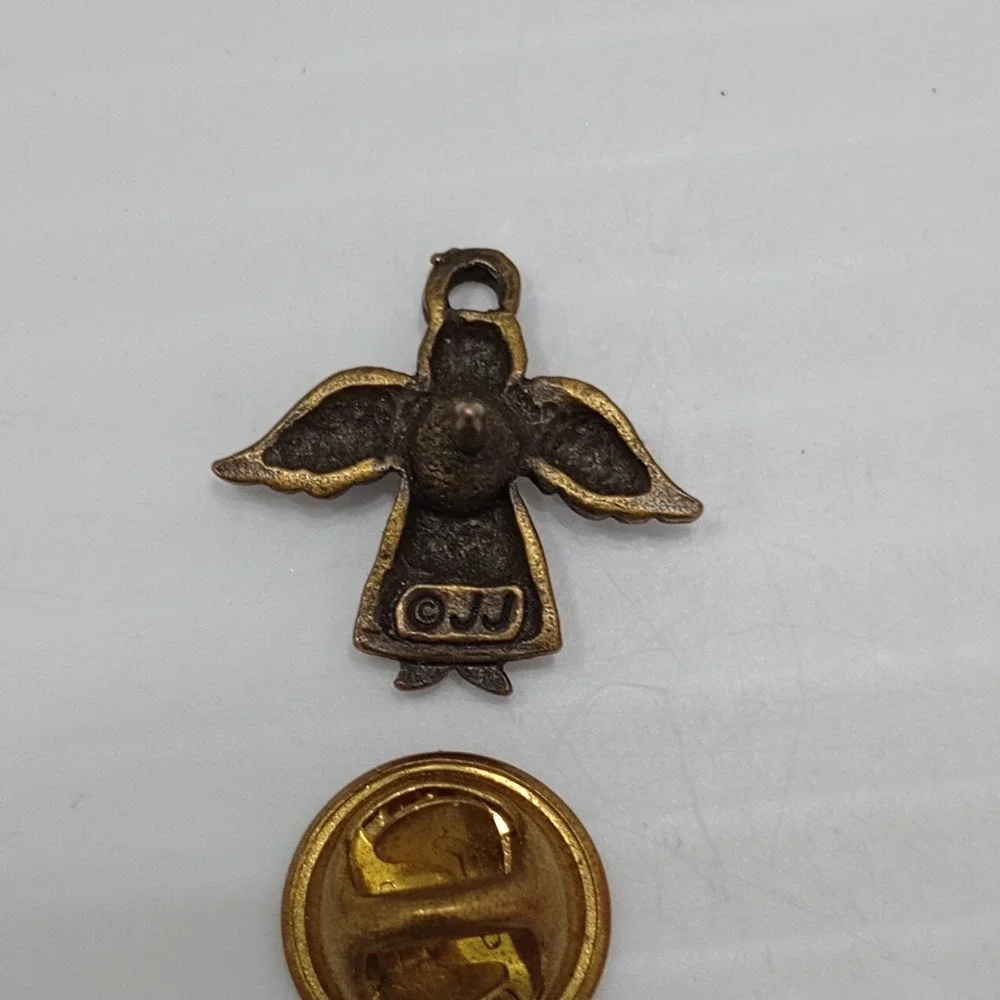 Vintage Angel Pin Lot JJ Rhinestone‎ Brooch Charms Gold Tone
